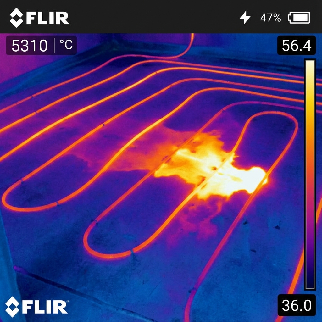 Detectare scurgeri încălzire în pardoseală prin termografie - Fără spargeri